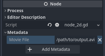 Inspector view after creating a movie_file metadata of type String